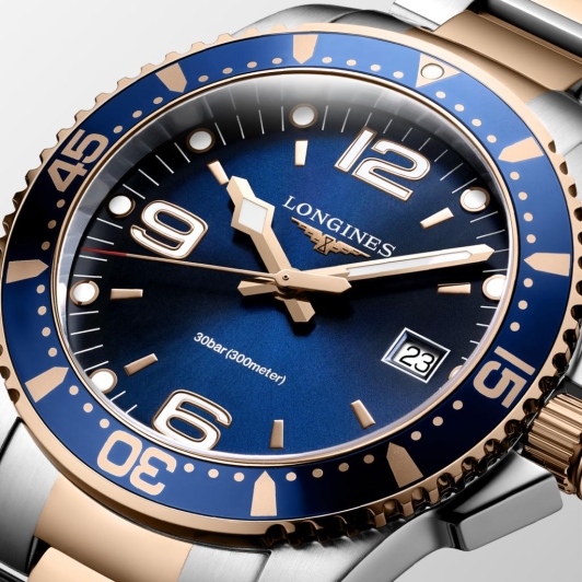 Longines hydroconquest gold blue on sale